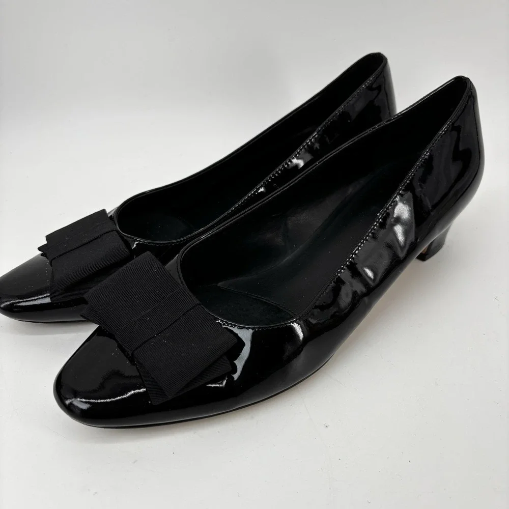 Comfortview Women's The Flynn Slip On Pump Patent Leather Bow Sz 10M